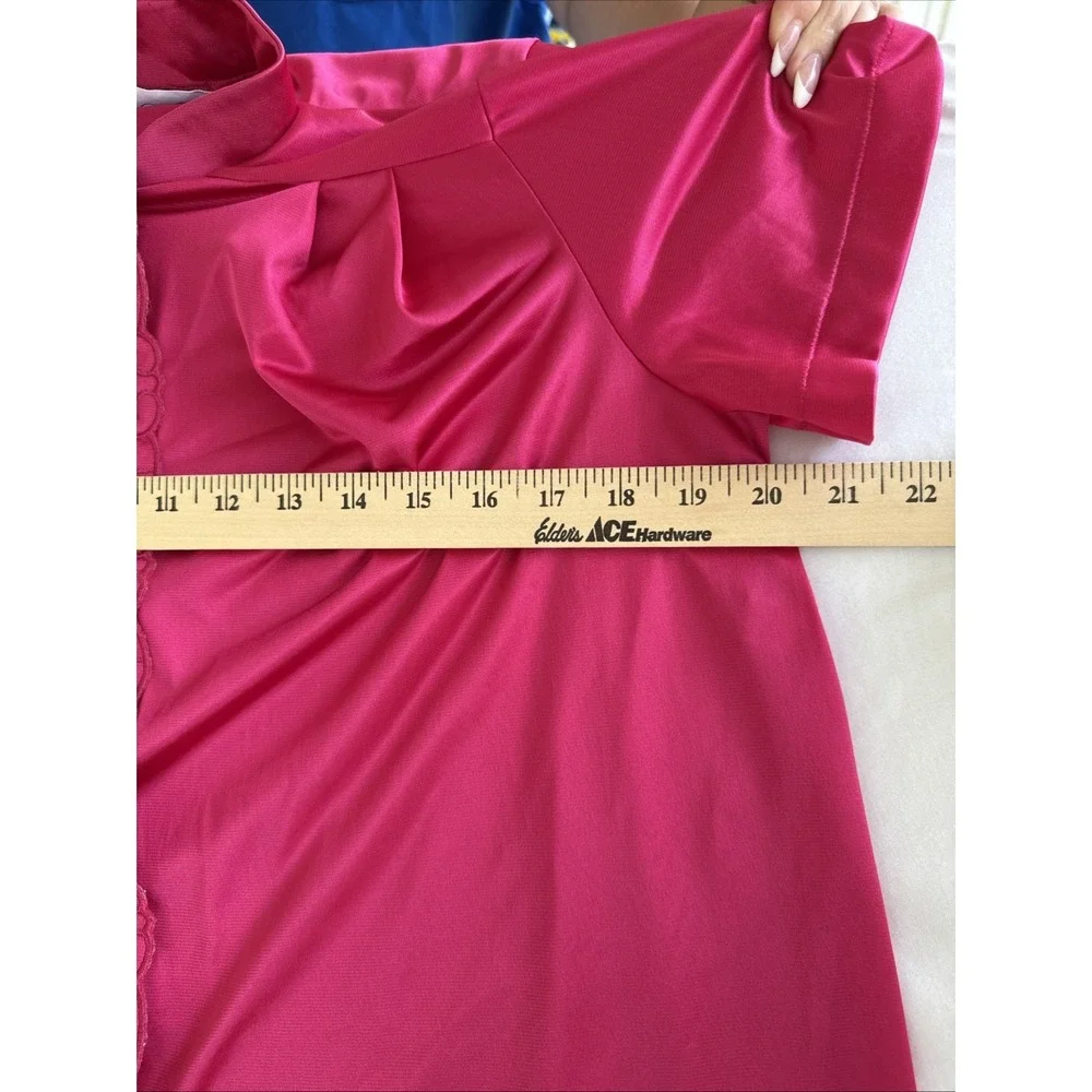 Vintage VANITY FAIR‎ Fuchsia Vibrant Red Hot Pink Lounge Set Pajamas Sz Small